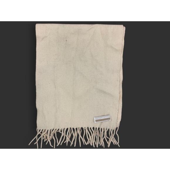 Vintage 100% Cashmere Scarf by Perry Ellis in White Luxury Made in Germany - Picture 2 of 5